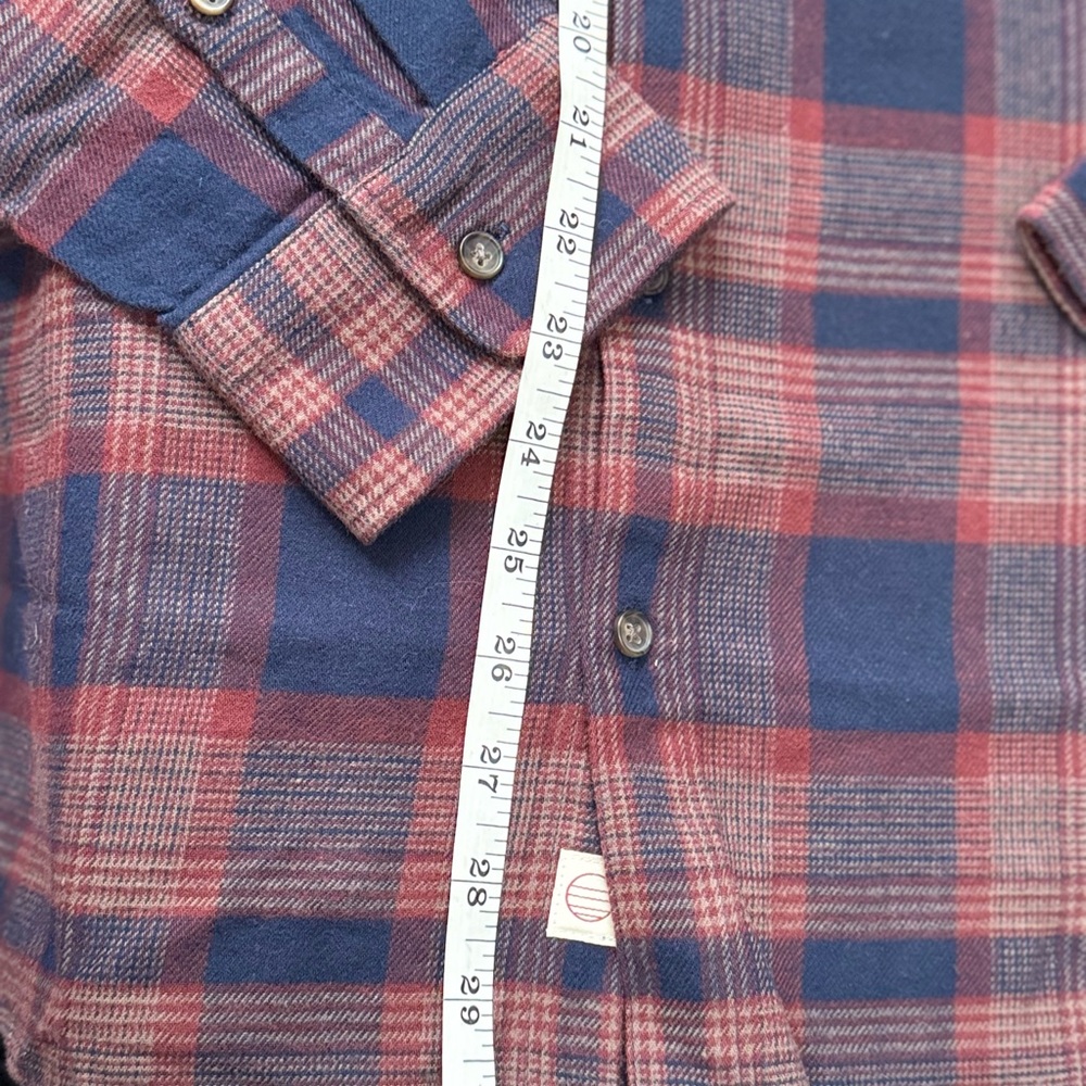 MARINE LAYER Tahoe Flannel Shirt "Navy/Warm Plaid" #11 - Picture 7 of 10